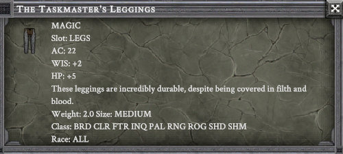 THE TASKMASTER'S LEGGINGS item card